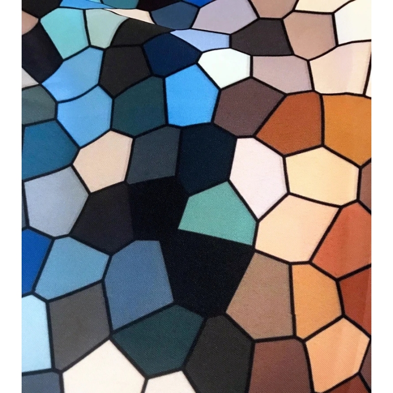 Jewel Tone Color Pigment Check Shower Curtain Set, Mosaic Waterproof Fabric Shower Curtain Set/