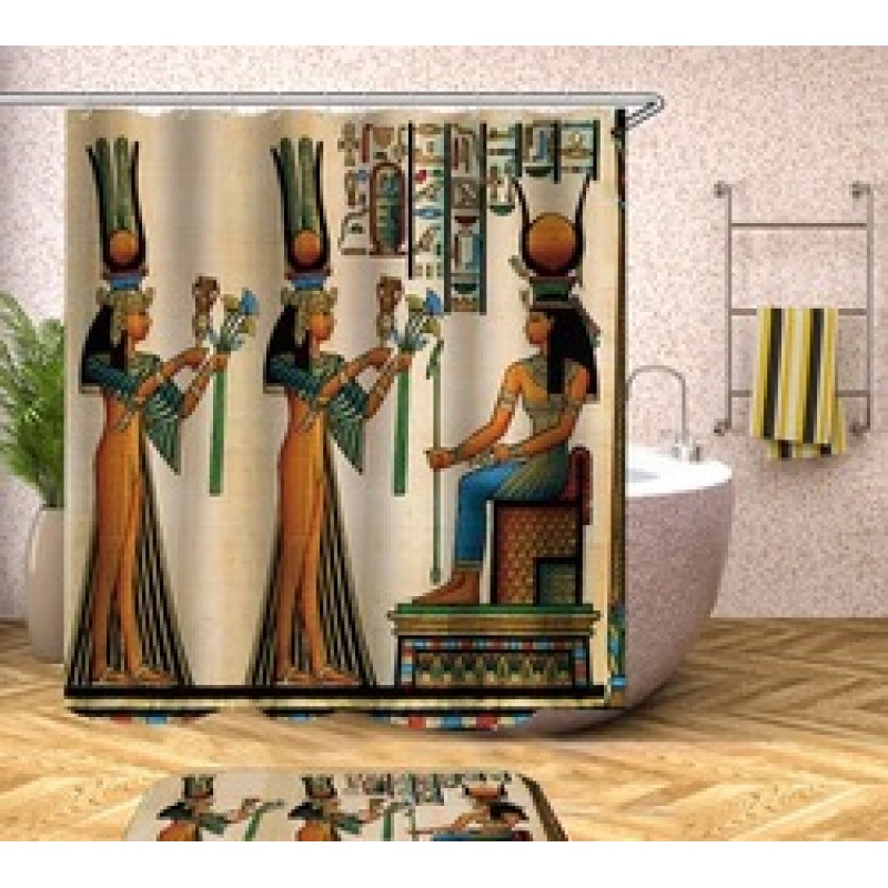 Egyptian Pharaoh 3d Digital Printing Polyester Shower ,Good-Looking Custom Printed Polyester Shower Curtain/