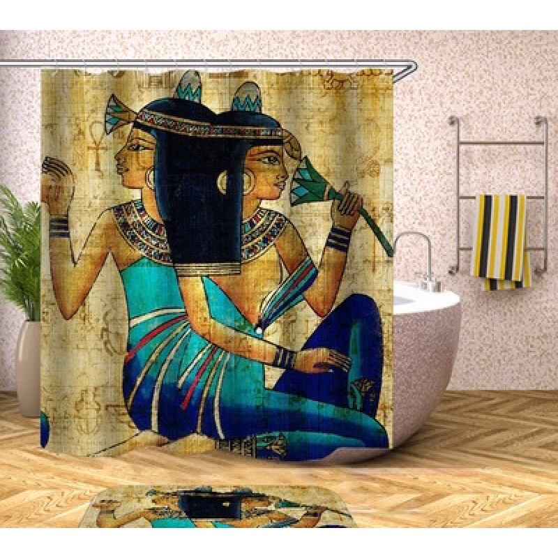 Egyptian Pharaoh 3d Digital Printing Polyester Shower ,Good-Looking Custom Printed Polyester Shower Curtain/