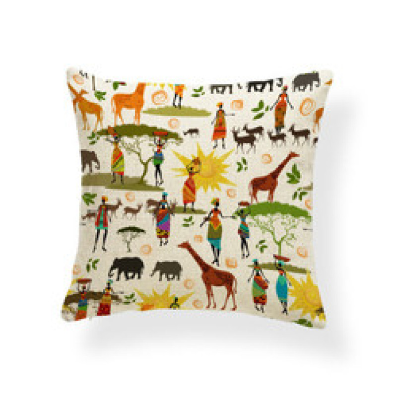 African Art Elephant Digital Print Throw Waist  Cushion Cover, Cheap Ethnic Totem Sofa Car Office Seat Pillow Cushion Cover/