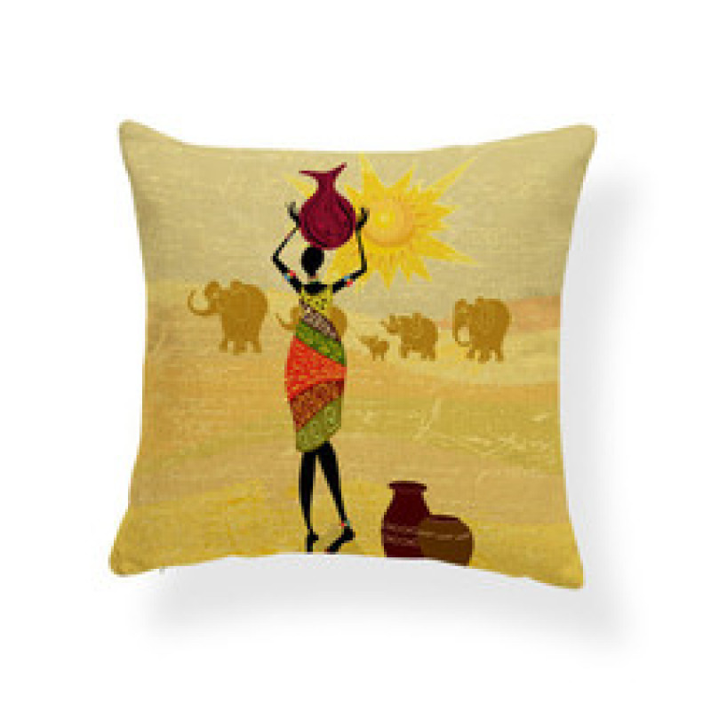 African Art Elephant Digital Print Throw Waist  Cushion Cover, Cheap Ethnic Totem Sofa Car Office Seat Pillow Cushion Cover/