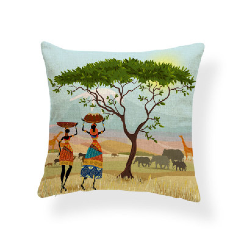 African Art Elephant Digital Print Throw Waist  Cushion Cover, Cheap Ethnic Totem Sofa Car Office Seat Pillow Cushion Cover/