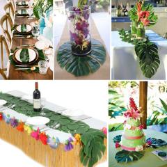 Set of 12 Coasters Place Mats Washable Placemats, Tropical Leaves Placemat for Party Decorations Jungle Beach BBQ#