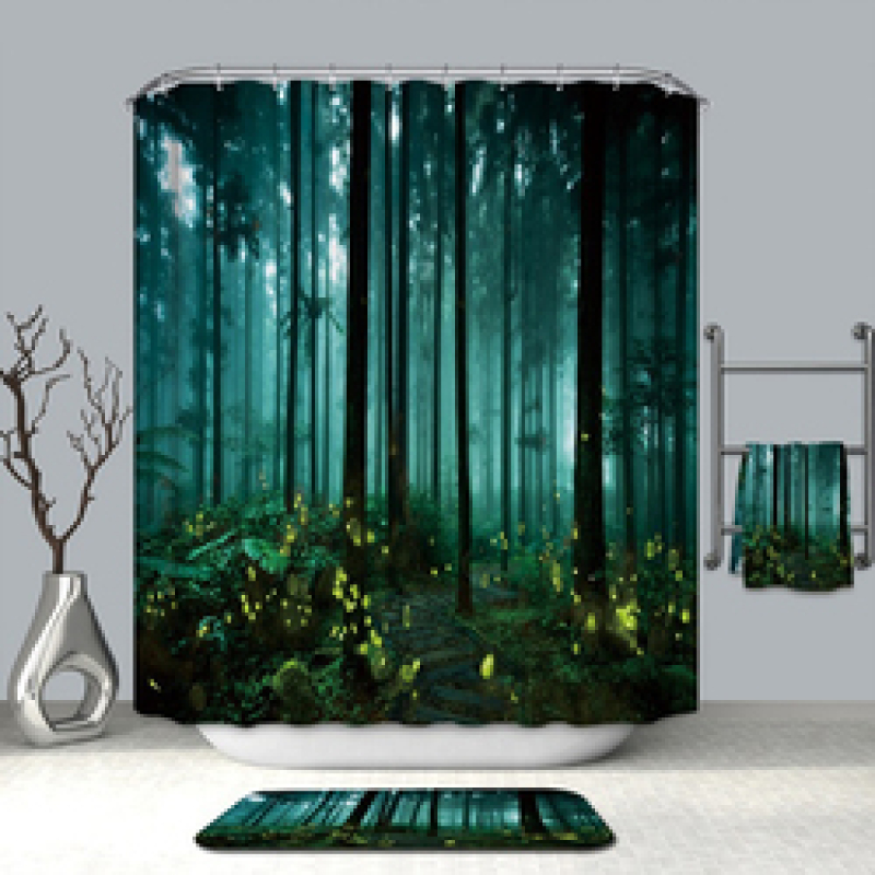 Made In China Nature Shower Curtain With Small Eyelet, Fancy Machine Washable Shower Curtain Water Repellent/
