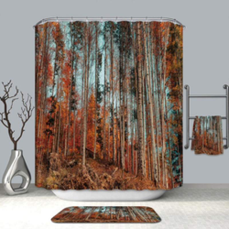 Made In China Nature Shower Curtain With Small Eyelet, Fancy Machine Washable Shower Curtain Water Repellent/