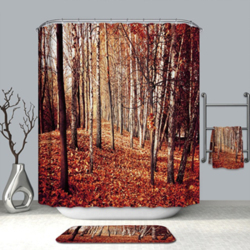 Made In China Nature Shower Curtain With Small Eyelet, Fancy Machine Washable Shower Curtain Water Repellent/