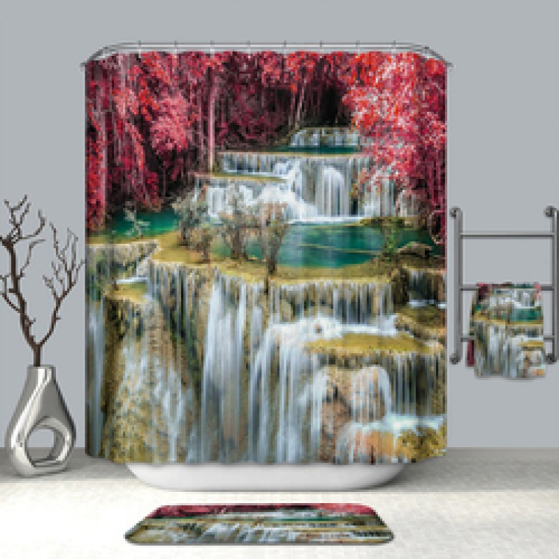 Made In China Nature Shower Curtain With Small Eyelet, Fancy Machine Washable Shower Curtain Water Repellent/