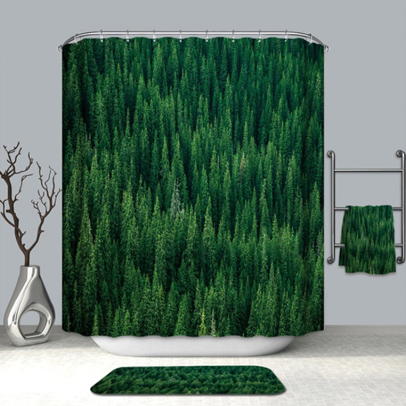 Made In China Nature Shower Curtain With Small Eyelet, Fancy Machine Washable Shower Curtain Water Repellent/