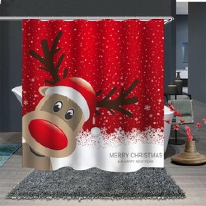 Home Decor Cheapest 3D Shower Curtain, Hot Printing Christmas Bathroom Shower Curtain*