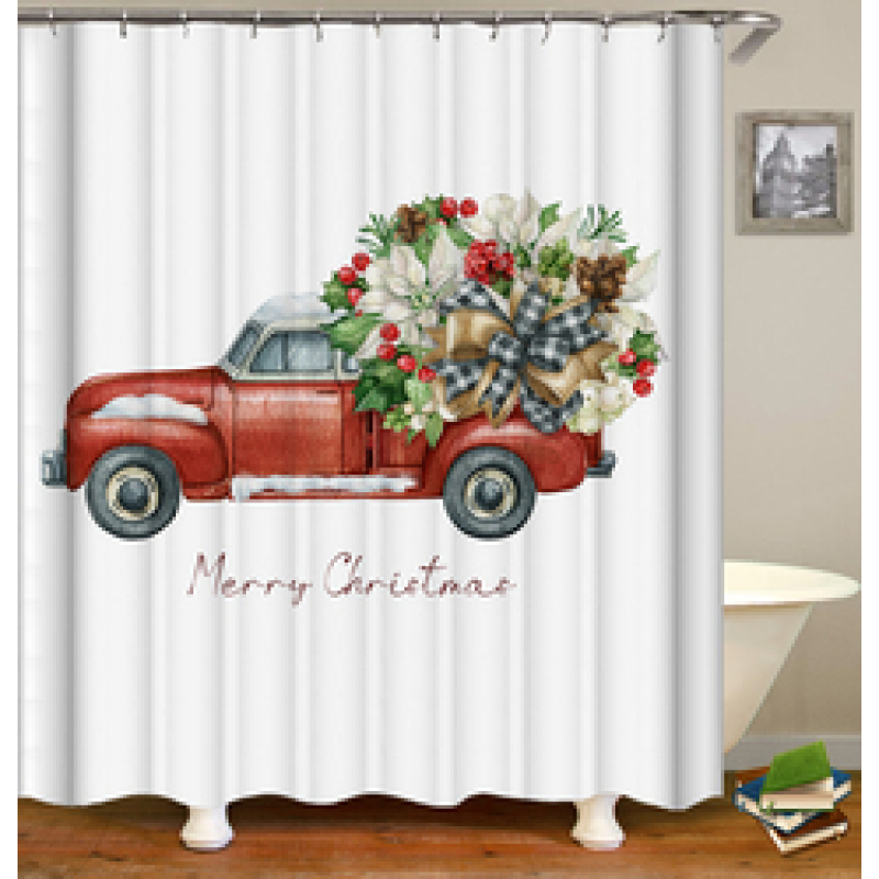 Home Decor Cheapest 3D Shower Curtain, Hot Printing Christmas Bathroom Shower Curtain*