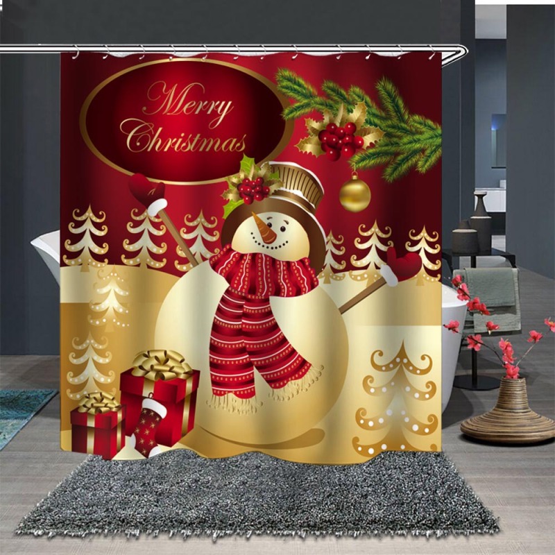 Home Decor Cheapest 3D Shower Curtain, Hot Printing Christmas Bathroom Shower Curtain*
