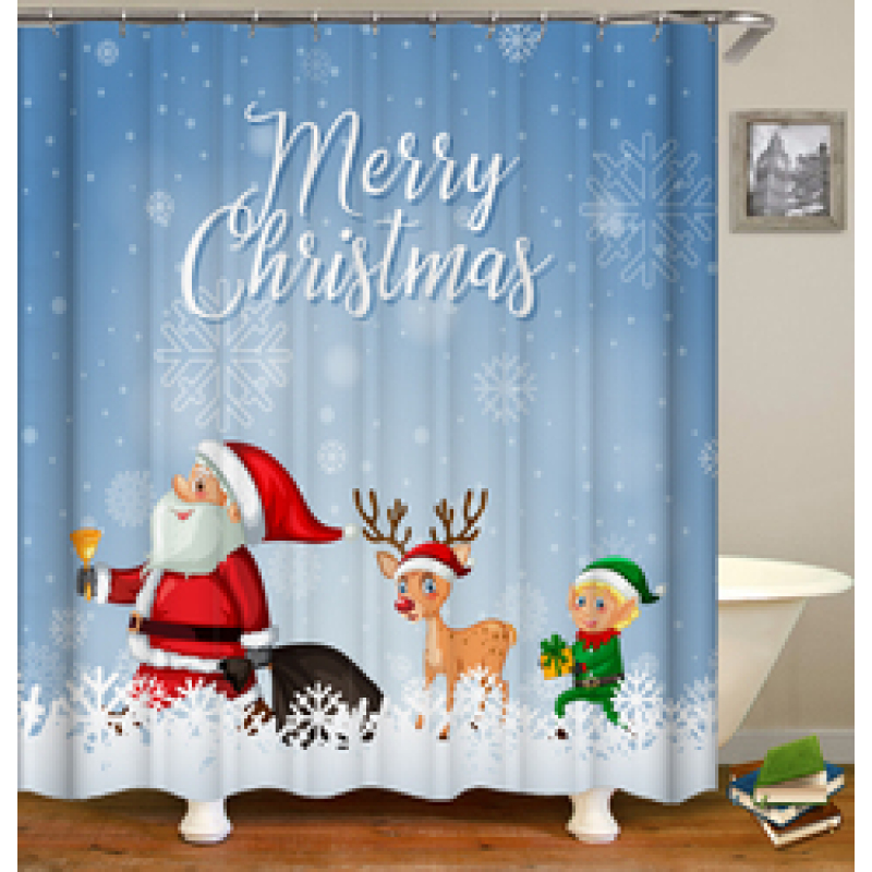 Home Decor Cheapest 3D Shower Curtain, Hot Printing Christmas Bathroom Shower Curtain*