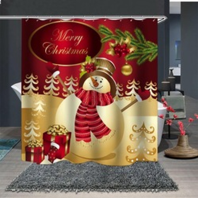 Home Decor Cheapest 3D Shower Curtain, Hot Printing Christmas Bathroom Shower Curtain*