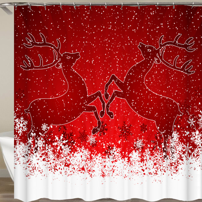 P550 Christmas Shower Curtain Santa Claus Snowman Bell Trees Xmas Bathroom Shower Waterproof Polyester Fabric Curtains/