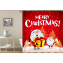 P550 Christmas Shower Curtain Santa Claus Snowman Bell Trees Xmas Bathroom Shower Waterproof Polyester Fabric Curtains/