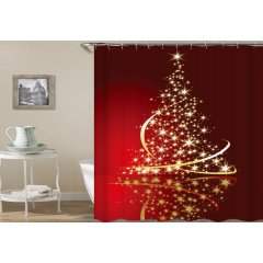 P550 Christmas Shower Curtain Santa Claus Snowman Bell Trees Xmas Bathroom Shower Waterproof Polyester Fabric Curtains/