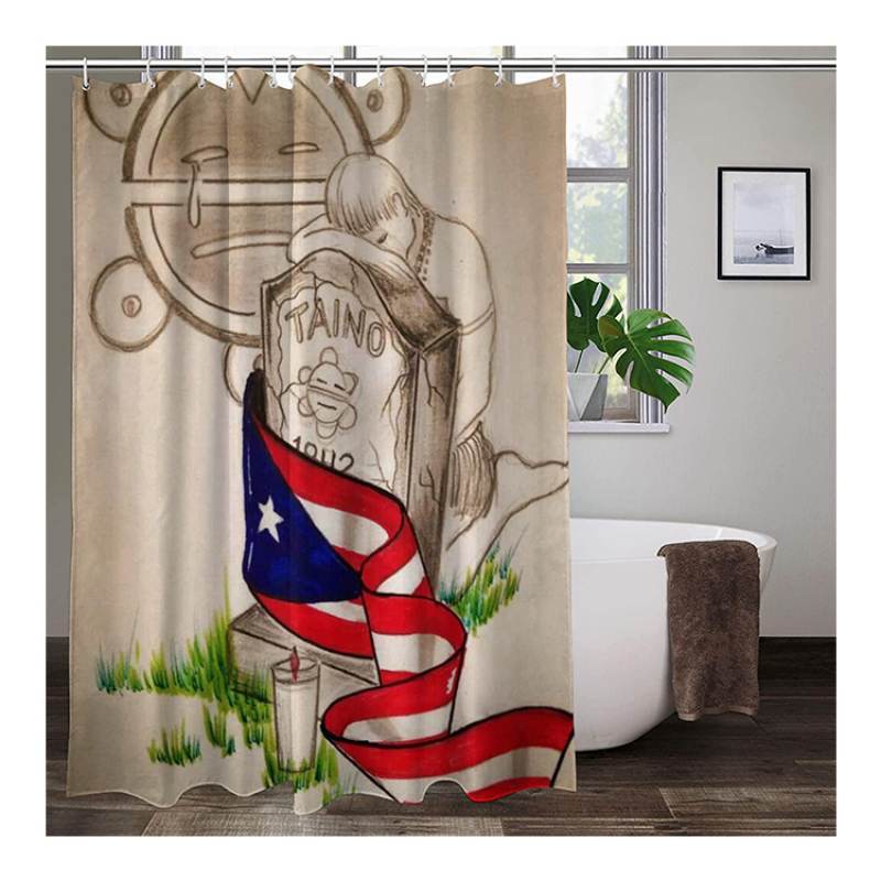 Polyester Puerto Rico Shower Curtain Set Print Shower Room Custom PVC Bag Inside Modern 2022 Custom All-season Accept Orders