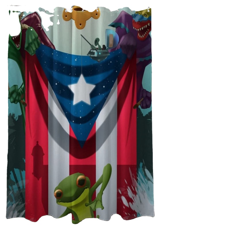 Polyester Puerto Rico Shower Curtain Set Print Shower Room Custom PVC Bag Inside Modern 2022 Custom All-season Accept Orders
