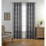 Moroccan Faux Linen Grommet Window Living Room Embroidered Semi Sheer Curtains