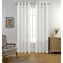 Moroccan Faux Linen Grommet Window Living Room Embroidered Semi Sheer Curtains