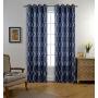 Moroccan Faux Linen Grommet Window Living Room Embroidered Semi Sheer Curtains
