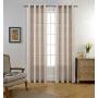 Moroccan Faux Linen Grommet Window Living Room Embroidered Semi Sheer Curtains