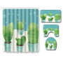 Cactus Shower Curtain, Bathroom Sets with Shower Curtain and Rugs 100% Polyester Modern 50 Pieces Customizable Everyday Woven