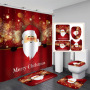 Wholesale Christmas Design Decor Shower Curtain ,4 Piece Matching Window Bath Rug Mate and Shower Curtain Sets of Christmas
