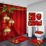 Wholesale Christmas Design Decor Shower Curtain ,4 Piece Matching Window Bath Rug Mate and Shower Curtain Sets of Christmas