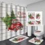 Wholesale Christmas Design Decor Shower Curtain ,4 Piece Matching Window Bath Rug Mate and Shower Curtain Sets of Christmas