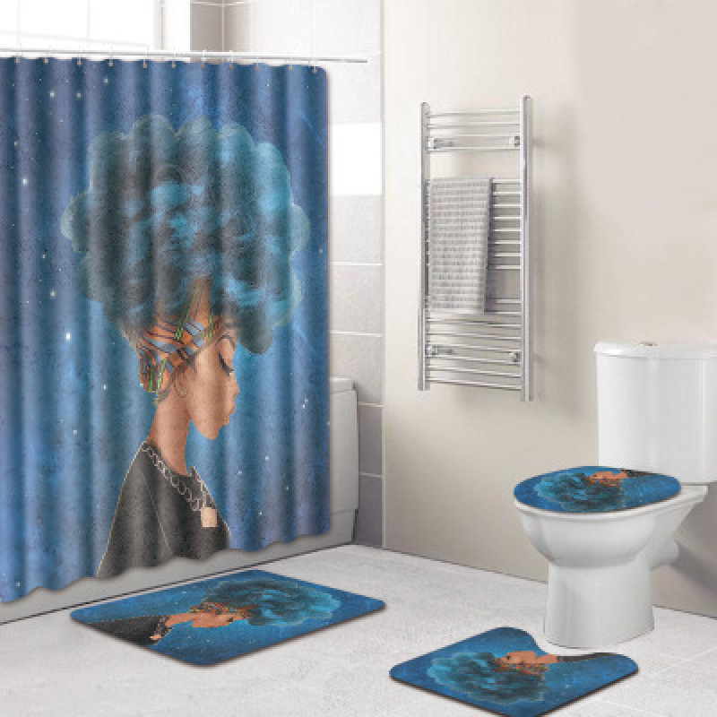 Better Design Printable Polyest Shower Curtain Waterproof, African American Products Sell Child Shower Curtain Set For Bathroom/