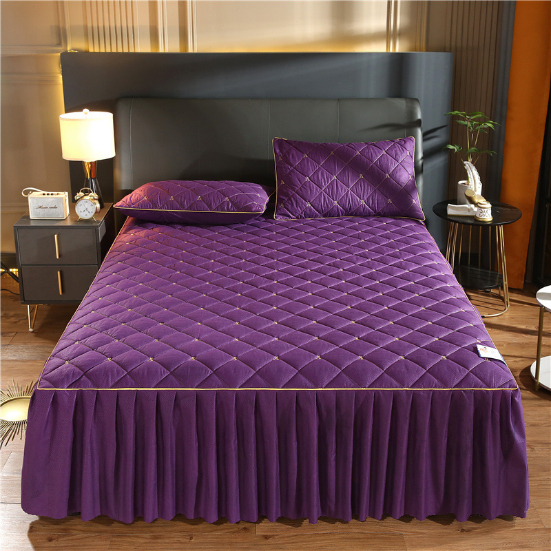 bed skirt soft and warm  ,100% cotton high end  quilted queen bed skirt for bed/