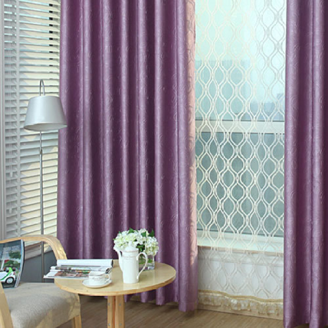 Modern Pure Color Velvet 3D Embossed Blackout Curtain For Living Room