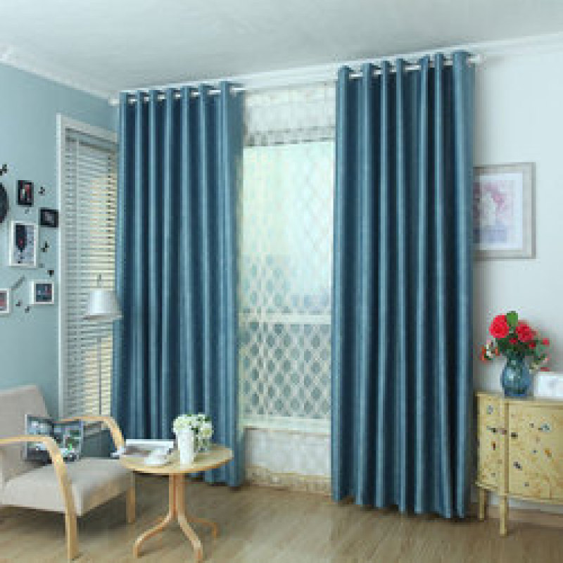 Modern Pure Color Velvet 3D Embossed Blackout Curtain For Living Room