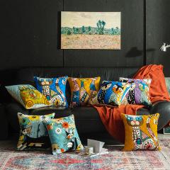 Wholesale Abstract Painting Cushion Cover, Embroidery Cotton Canvas  Cartoon Cushion Cover /