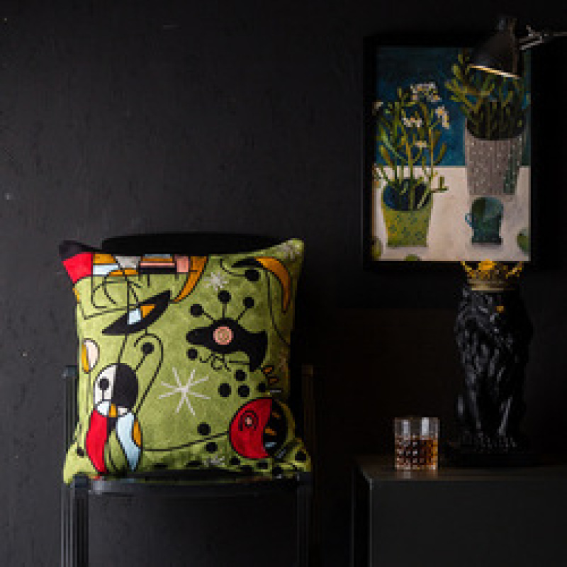 Wholesale Abstract Painting Cushion Cover, Embroidery Cotton Canvas  Cartoon Cushion Cover /