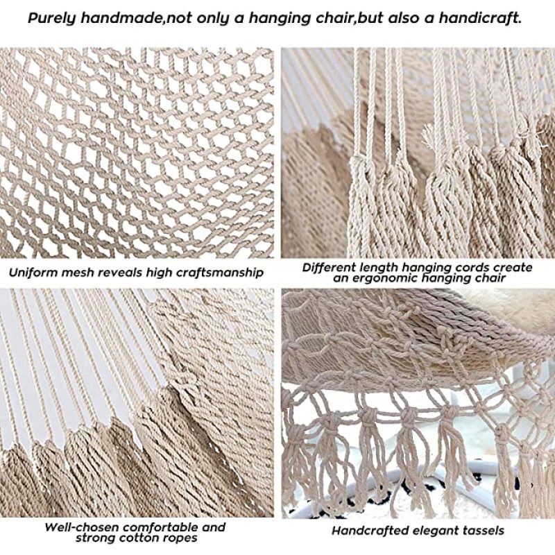Amazon Hot Oversized Spun Cotton Rope Woven Hardwood Yoga Indoor and Outdoor Hammock, Casual Stretch Elastic Swing Hammock/