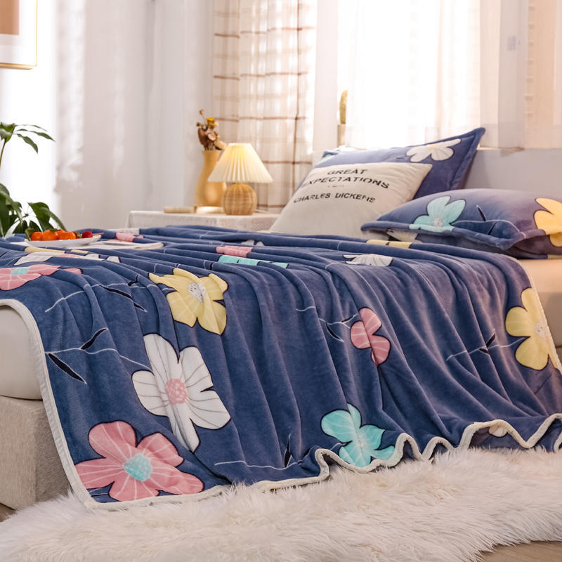 Bedspread on the Beds Purple Color Throw Blanket For Girl Queen/King Size Printed Pattern Coral Fleece Blanket Housse De Couett/