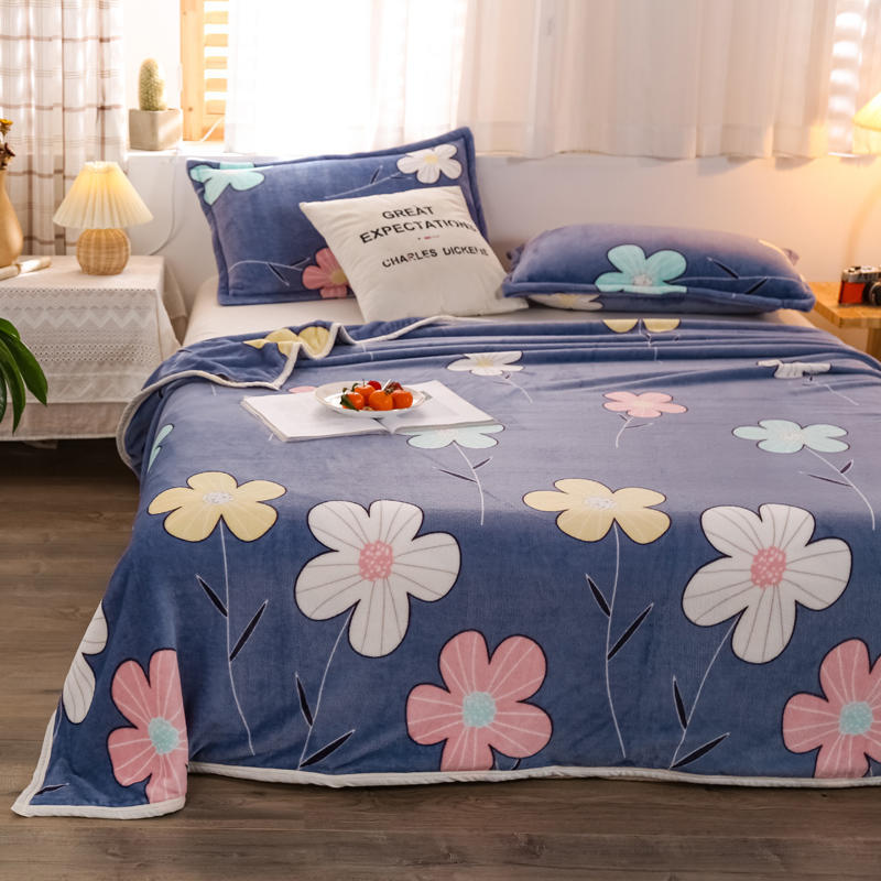 Bedspread on the Beds Purple Color Throw Blanket For Girl Queen/King Size Printed Pattern Coral Fleece Blanket Housse De Couett/