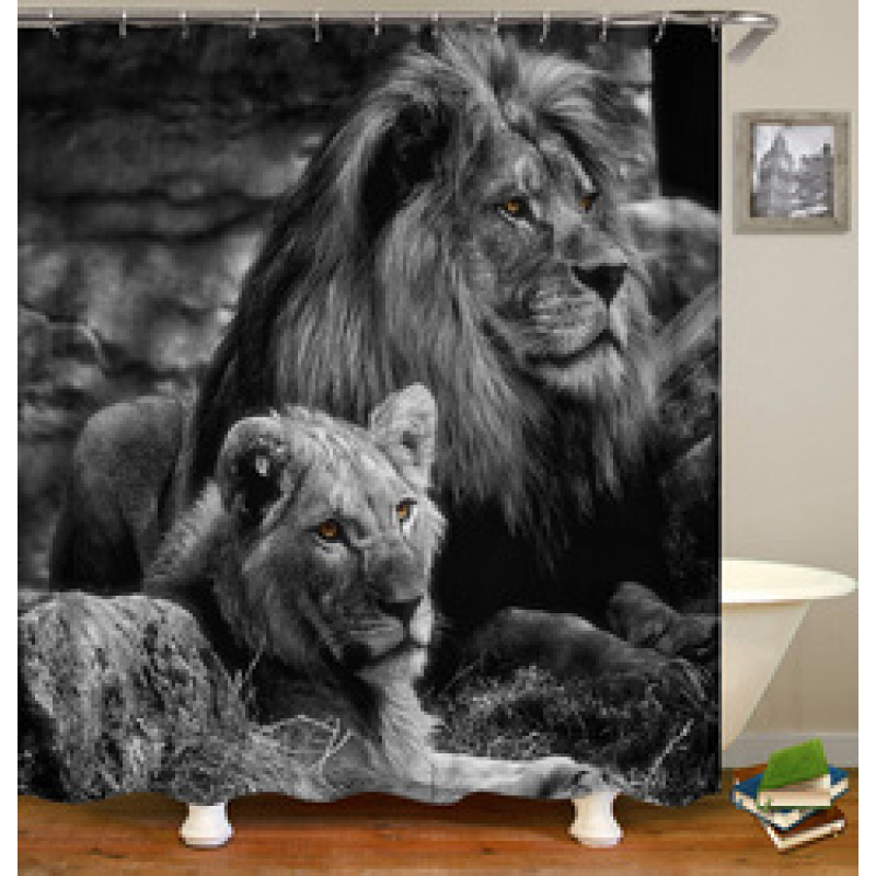 2021 Amazon Top Seller 3D Custom Digital Print Waterproof Polyester Fabric Shower Curtain with Hooks#