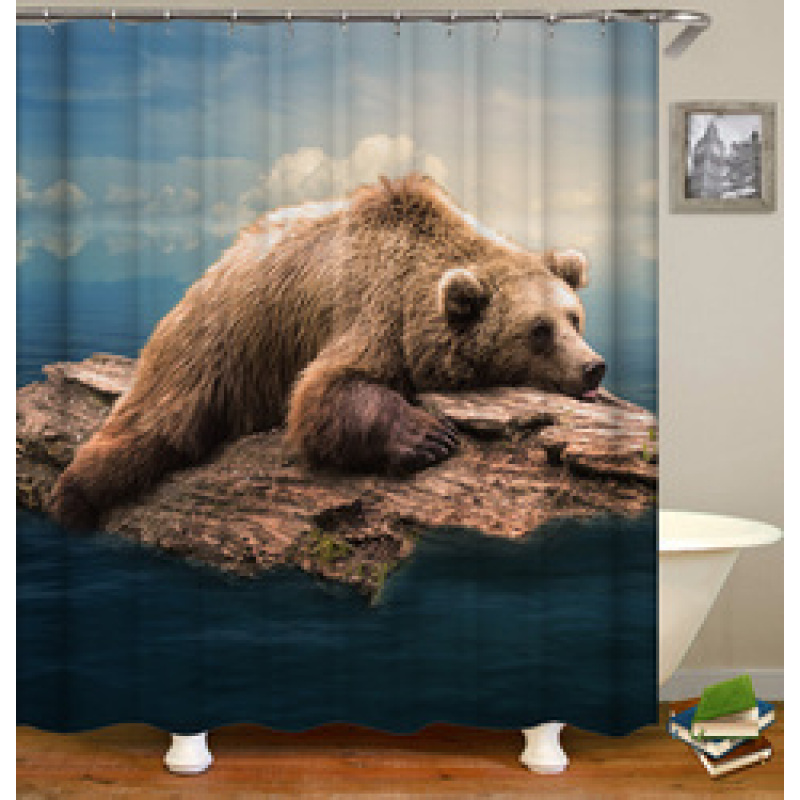 2021 Amazon Top Seller 3D Custom Digital Print Waterproof Polyester Fabric Shower Curtain with Hooks#