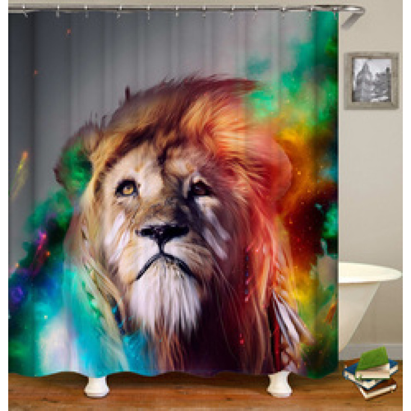 2021 Amazon Top Seller 3D Custom Digital Print Waterproof Polyester Fabric Shower Curtain with Hooks#