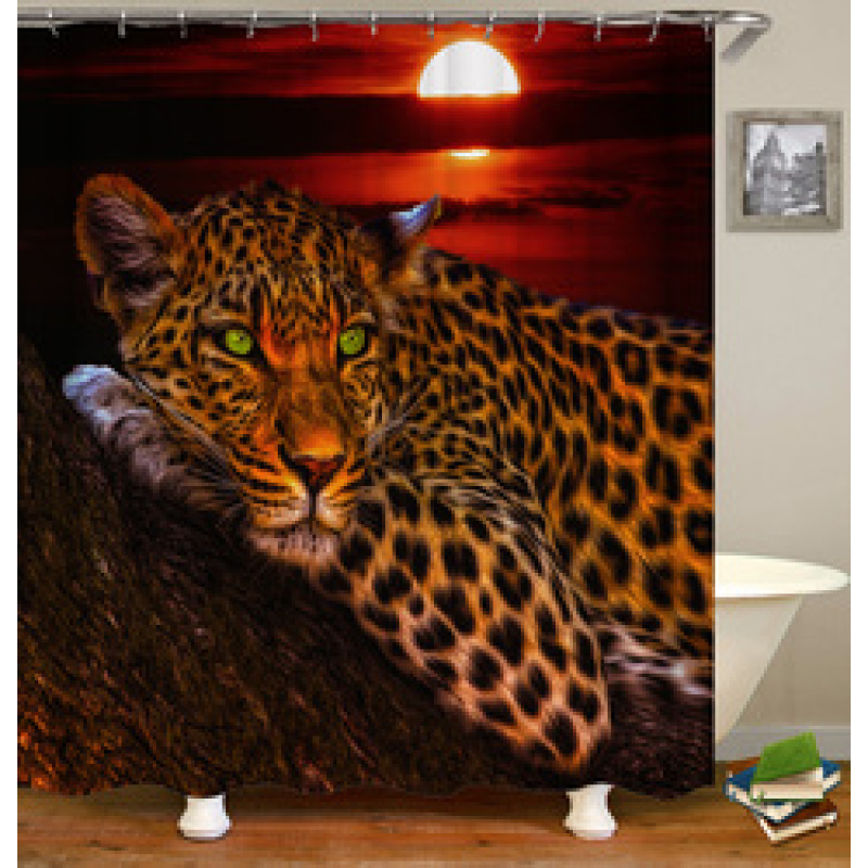 2021 Amazon Top Seller 3D Custom Digital Print Waterproof Polyester Fabric Shower Curtain with Hooks#