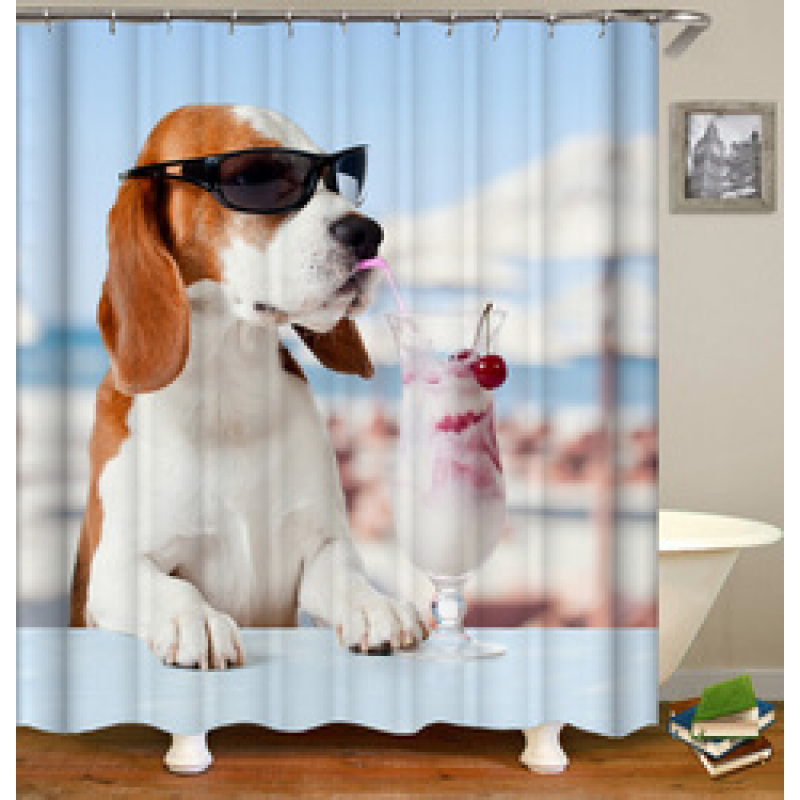 2021 Amazon Top Seller 3D Custom Digital Print Waterproof Polyester Fabric Shower Curtain with Hooks#