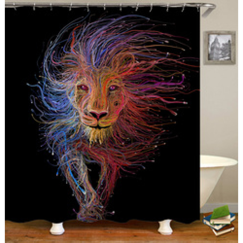 2021 Amazon Top Seller 3D Custom Digital Print Waterproof Polyester Fabric Shower Curtain with Hooks#