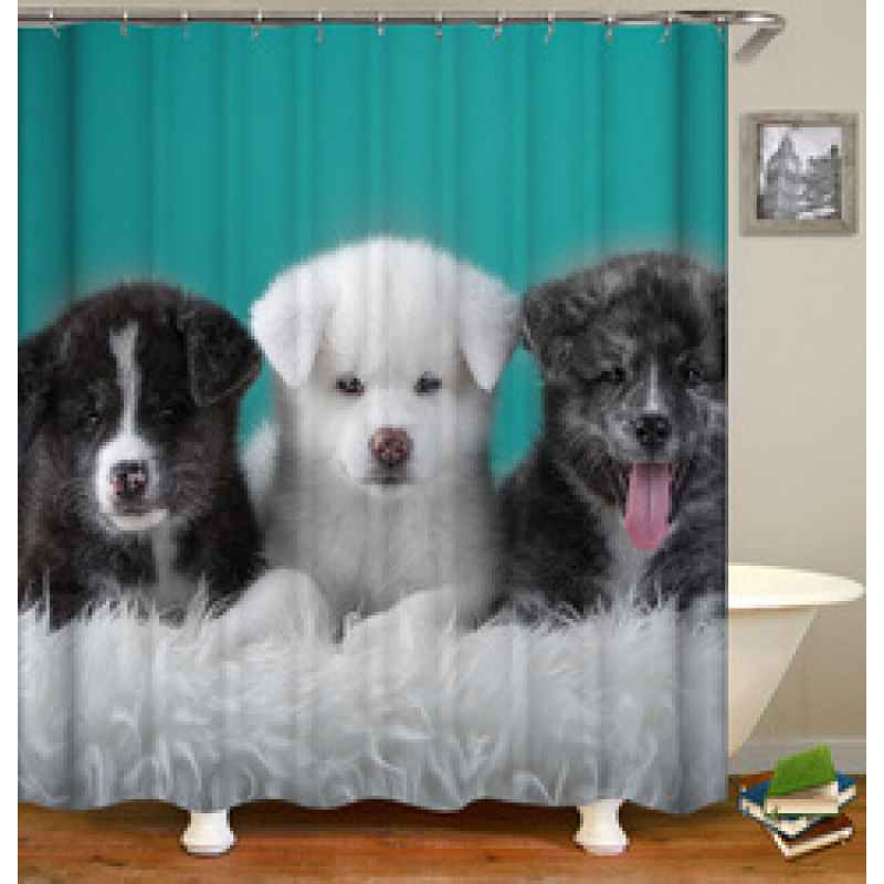 2021 Amazon Top Seller 3D Custom Digital Print Waterproof Polyester Fabric Shower Curtain with Hooks#