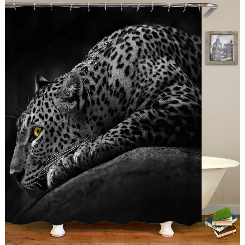 2021 Amazon Top Seller 3D Custom Digital Print Waterproof Polyester Fabric Shower Curtain with Hooks#