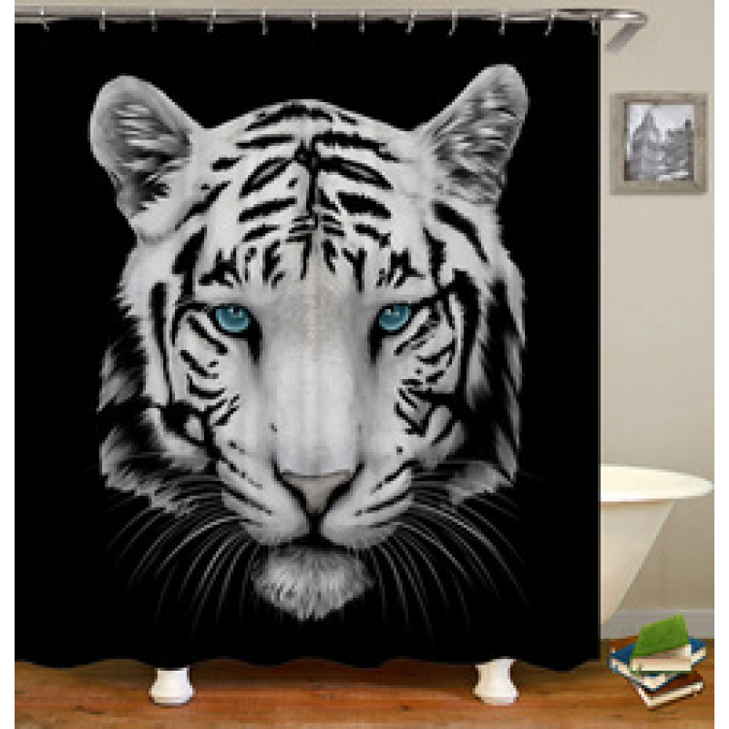 2021 Amazon Top Seller 3D Custom Digital Print Waterproof Polyester Fabric Shower Curtain with Hooks#