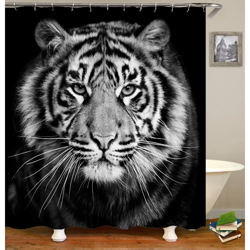 2021 Amazon Top Seller 3D Custom Digital Print Waterproof Polyester Fabric Shower Curtain with Hooks#