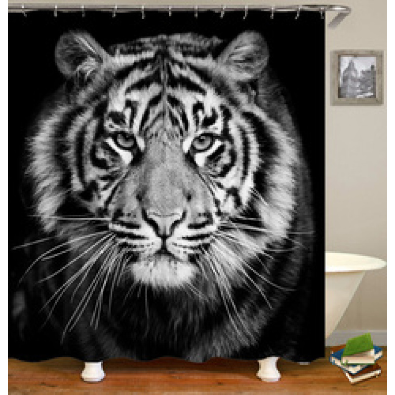 2021 Amazon Top Seller 3D Custom Digital Print Waterproof Polyester Fabric Shower Curtain with Hooks#